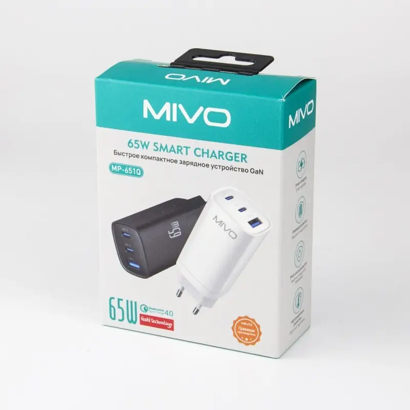 Сетевое зарядное устройство 65w MIVO MP-651Q 65w Сетевое зарядное устройство 65w MIVO MP-651Q 65w