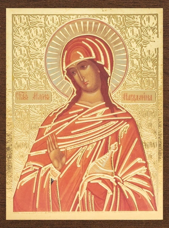Икона "Мария Магдалина", 4х6 на МДФ-6