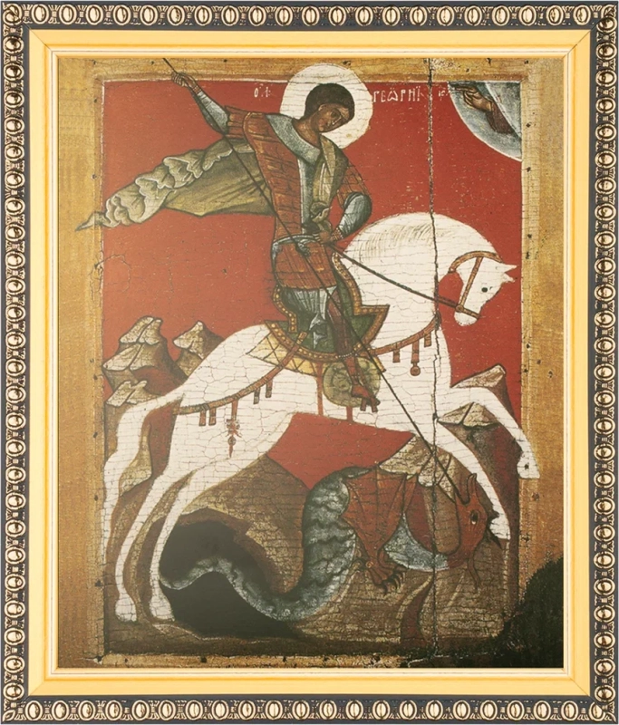 Икона "Георгий Победоносец" (на коне) 15х18 в раме 18х21