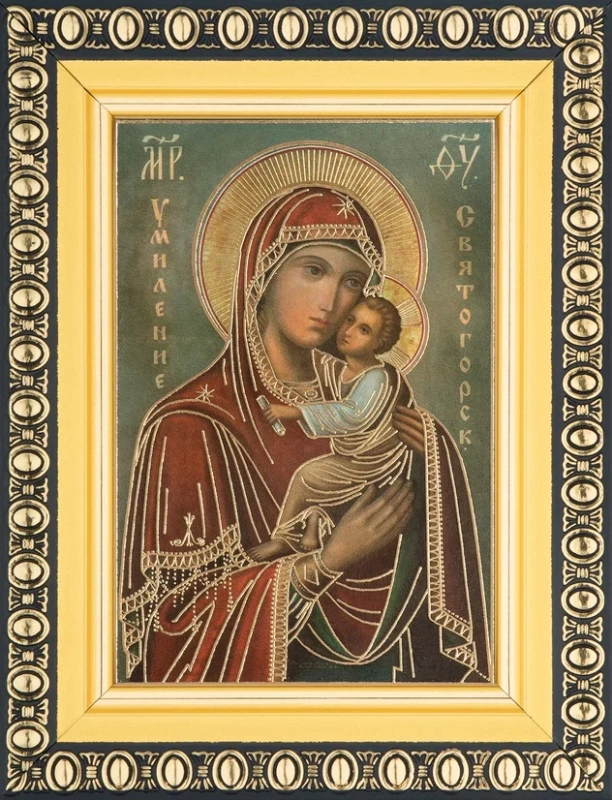 Икона БМ "Умиление, Святогорская" 6х9 в раме 8х11