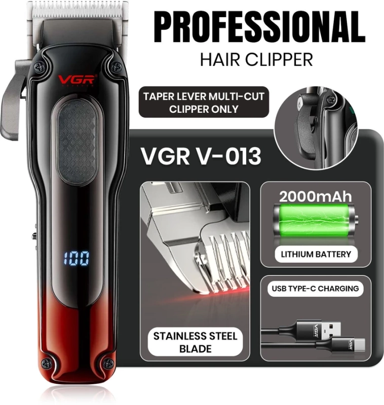 Машинка для стрижки волос VGR V-013 Красная