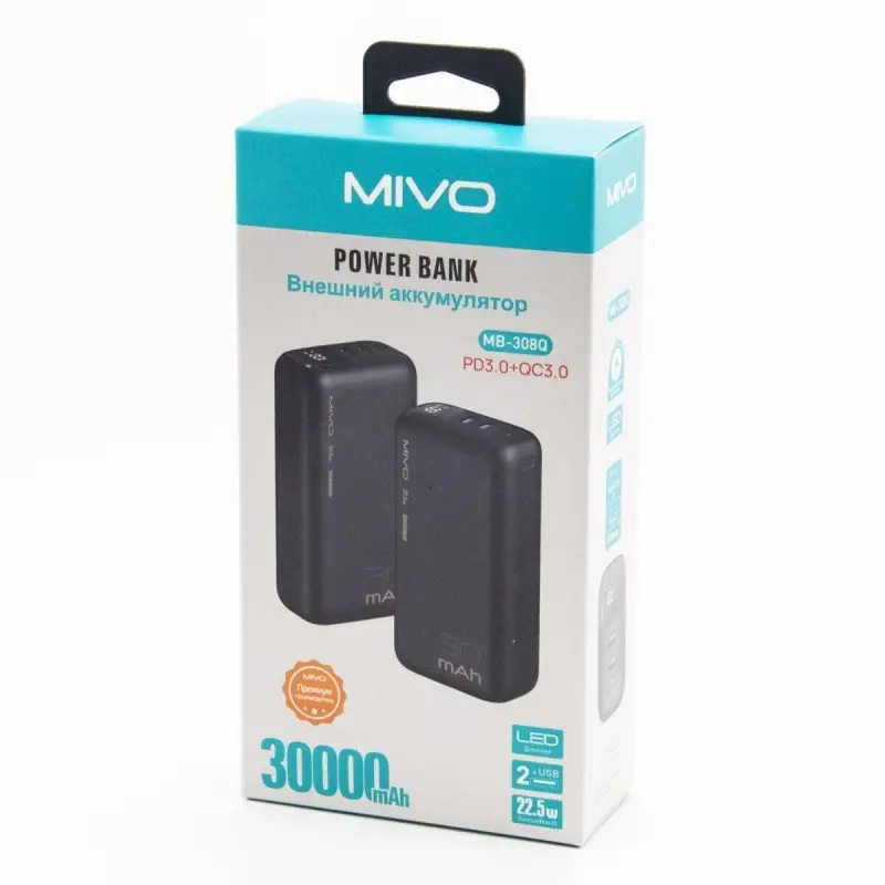 Внешний аккумулятор Powerbank MIVO MB-308Q 30000mAh Внешний аккумулятор Powerbank MIVO MB-308Q 30000mAh