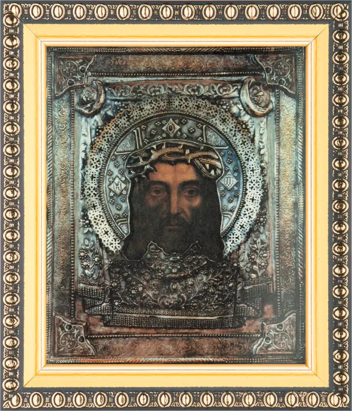 Икона "Спас в терновом венце" (стар. образ) 10х12 в раме 13х15