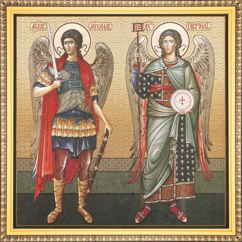 Икона "Архангелы Михаил и Гавриил", рама 28х28, в коробке