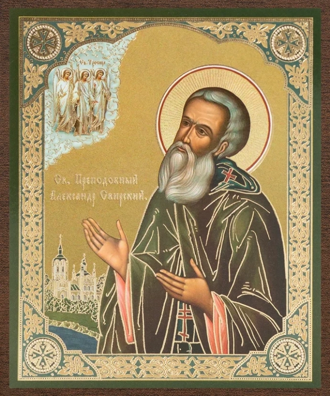 Икона "Александр Свирский", вид 2, 10х12 на МДФ-6