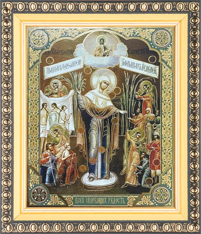 Икона БМ "Всех скорбящих радость", вид 2, 10х12, в раме 13х15