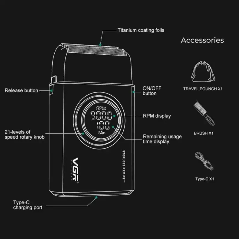Набор для стрижки волос 2в1 VGR V-977 & V-377 Черный Набор для стрижки волос 2в1 VGR V-977 & V-377 Черный