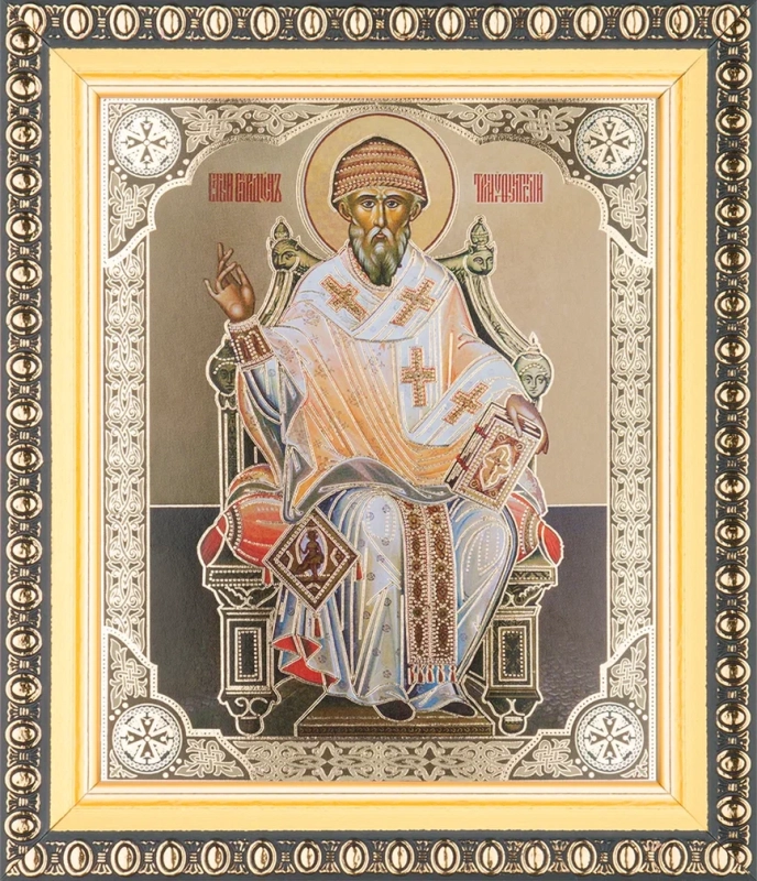 Икона "Спиридон Тримифунтский", 10х12 в раме 13х15