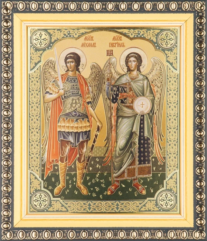 Икона "Михаил и Гавриил Архангелы" 10х12 в раме 13х15