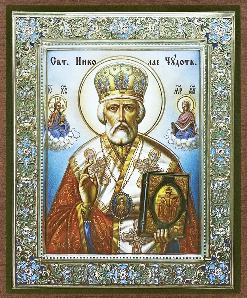 Икона "Николай Чудотворец" в митре, 10х12 на МДФ-6 (1012-1454)