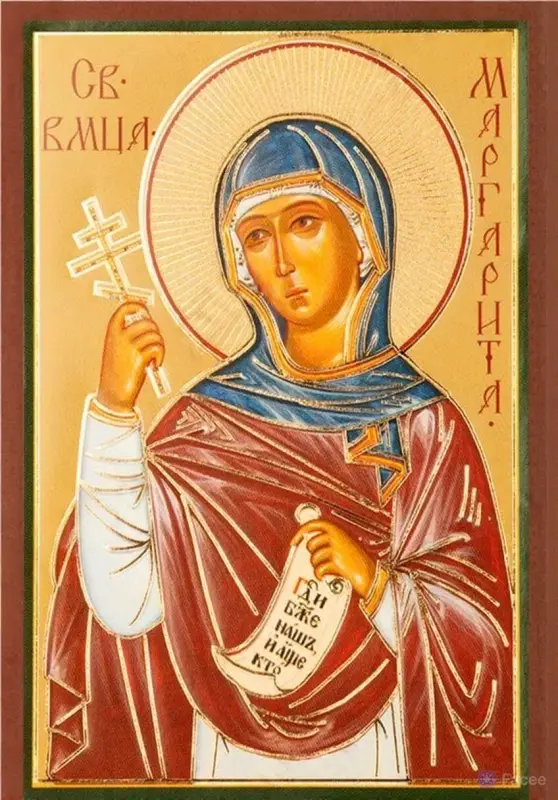 Икона "Маргарита Антиохийская (Марина)" 6х9 на МДФ-6