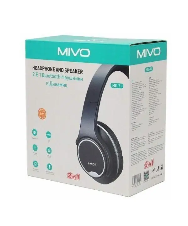 Наушники + колонка 2в1 беспроводные MIVO ME-71 Наушники + колонка 2в1 беспроводные MIVO ME-71