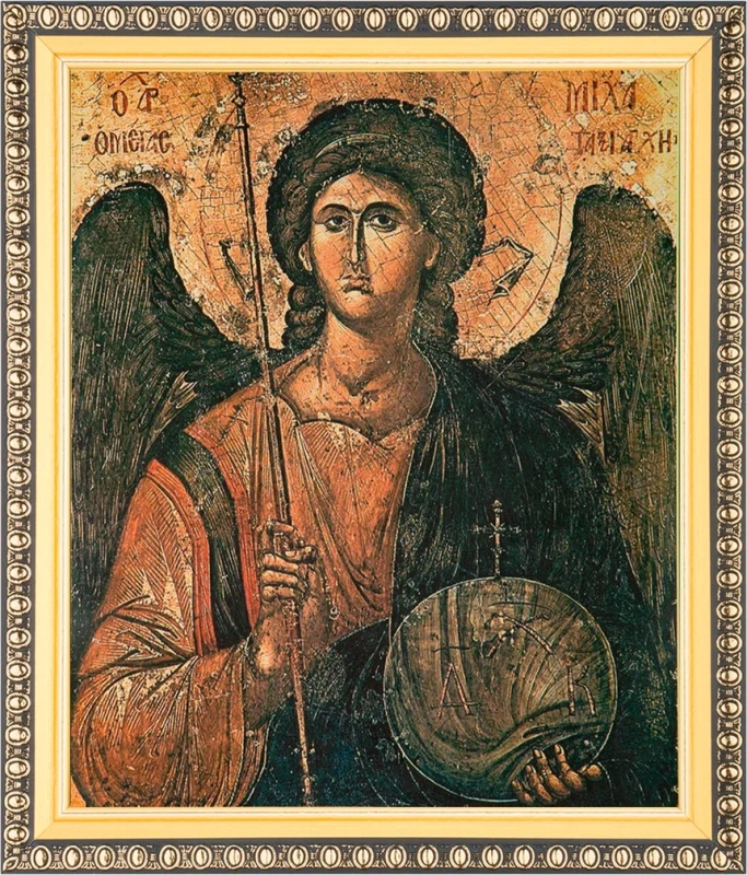 Икона "Архангел Михаил" (поясн., стар. образ) 15х18 в раме 18х21
