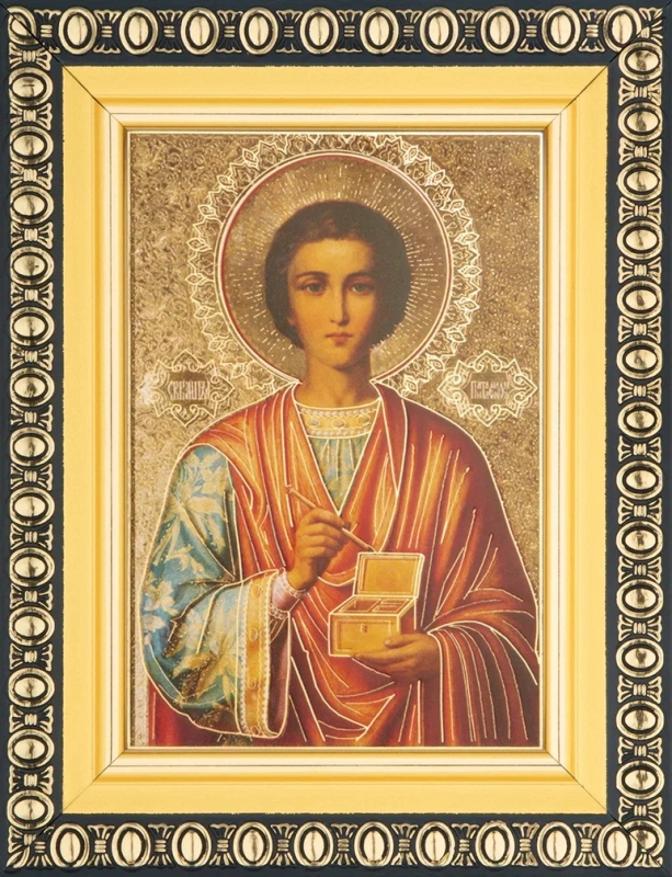 Икона "Пантелеймон Целитель" 6х9 в раме 8х11