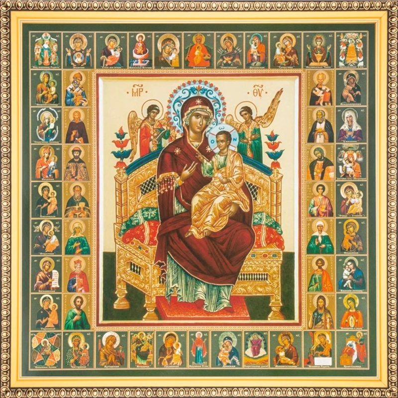 Икона БМ "Всецарица" Собор Богородицы, рама 28х28, в коробке