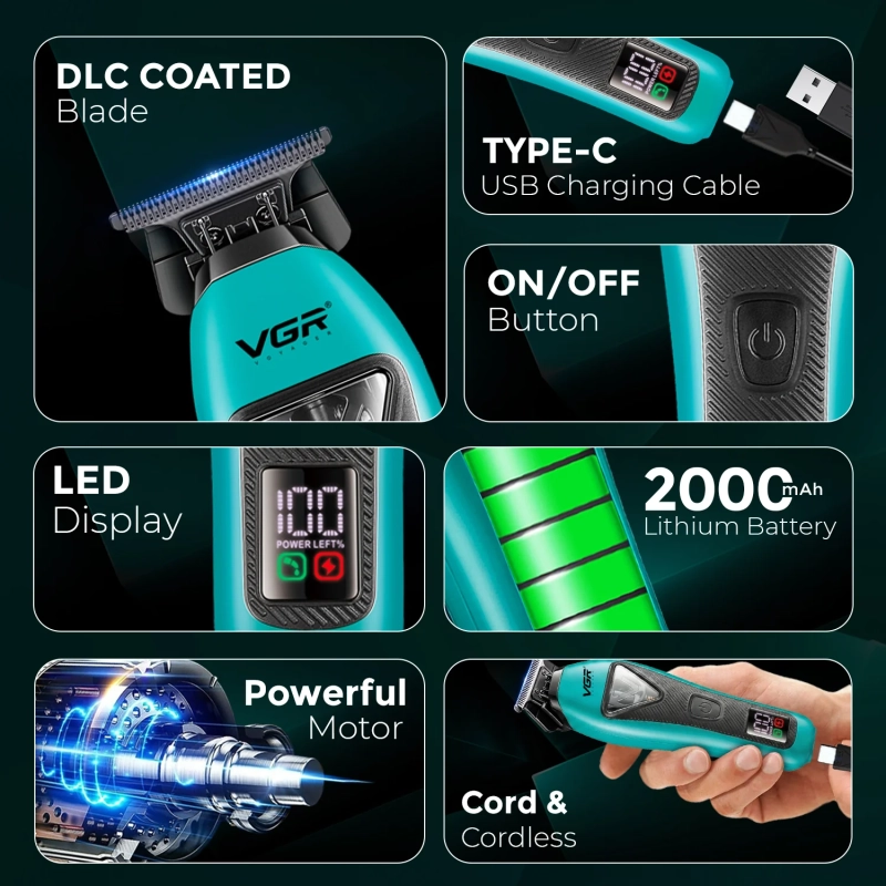 Триммер для стрижки волос Со сменными корпусами В кейсе VGR V-035T