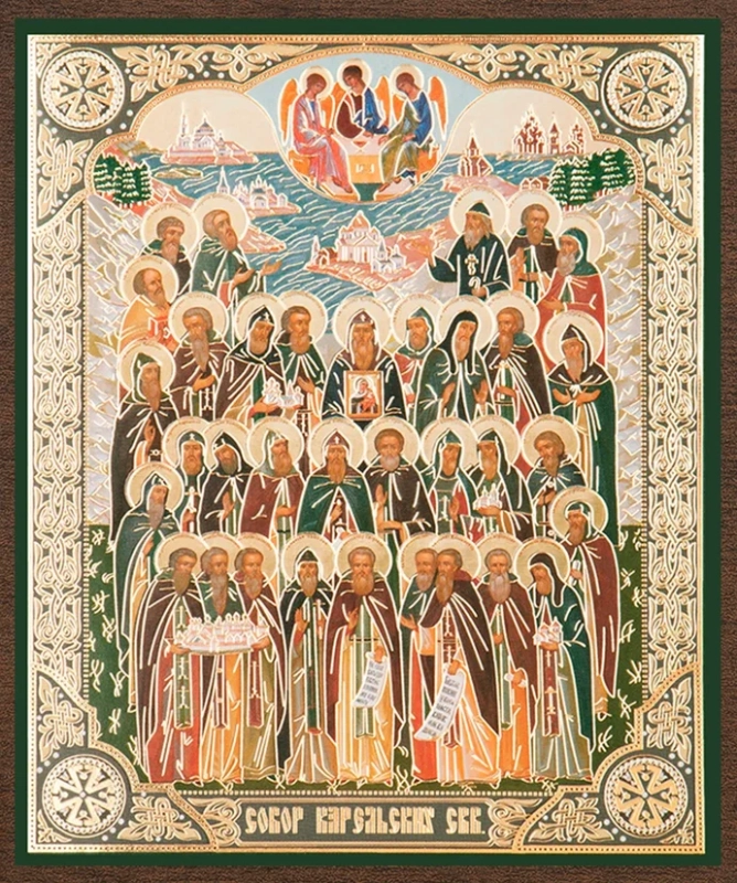 Икона "Собор Карельских святых" 10х12 на МДФ-6