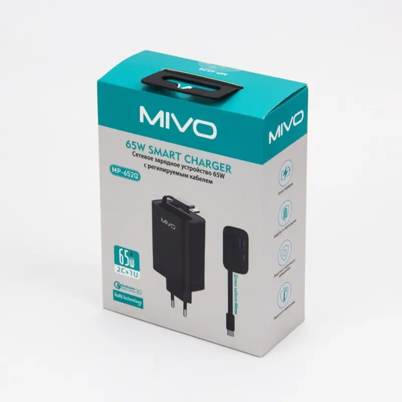 Сетевое зарядное устройство 65w MIVO MP-652Q 65w Сетевое зарядное устройство 65w MIVO MP-652Q 65w