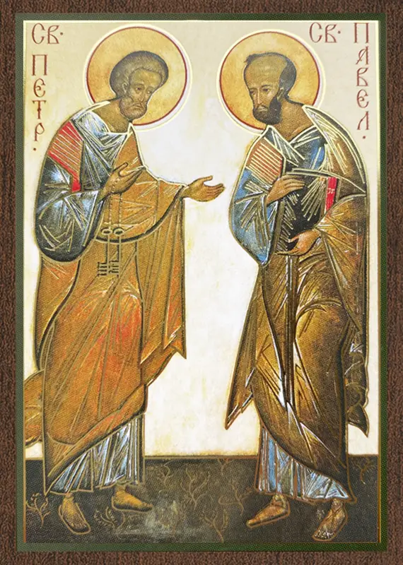 Икона "Апостолы Петр и Павел" 6х9 на МДФ-6