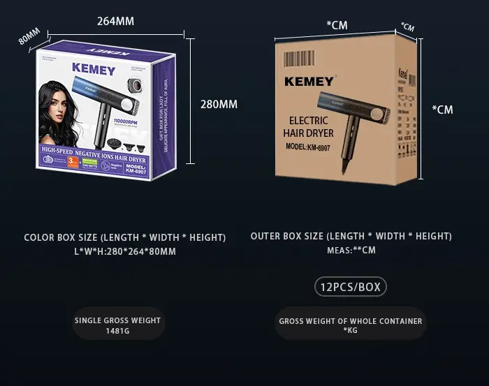 Фен для волос KEMEY KM-6907 Фен для волос KEMEY KM-6907