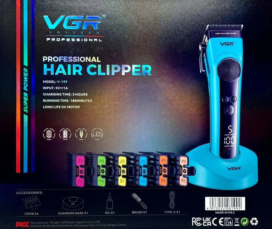 Машинка для стрижки волос VGR V-199 Бирюзовая