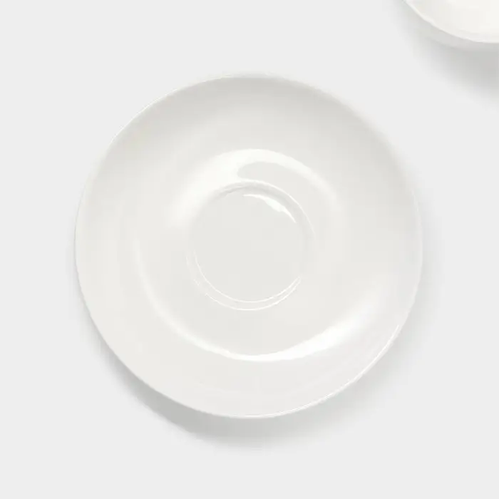 Чайная пара фарфоровая Magistro «Бланш», 2 предмета: чашка 280 мл, блюдце d=15 см, цвет белый