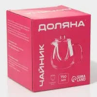 Чайник стеклянный заварочный со стеклянным ситом и крышкой Доляна «Бохо», 750 мл, 15×11×14 см