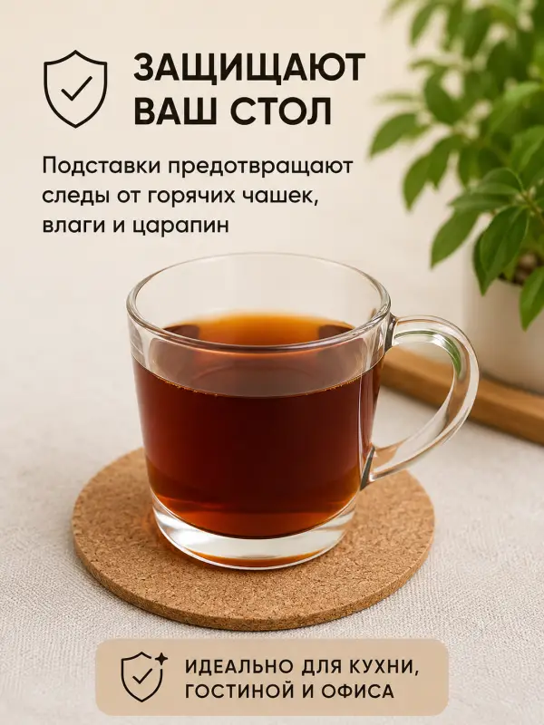 Пробковые подставки под стаканы и кружки