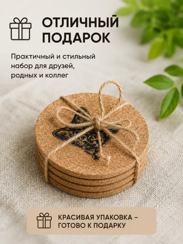Пробковые подставки под кружки и стаканы