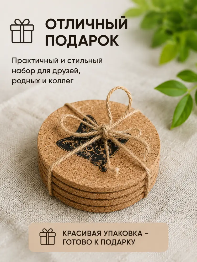 Пробковые подставки под кружки и стаканы