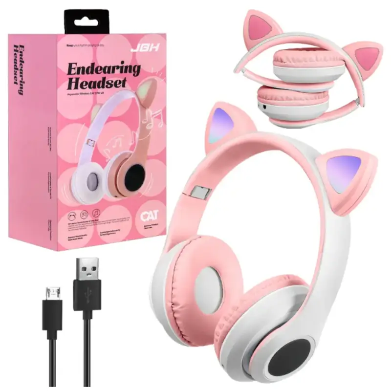 Наушники Bluetooth STM-28 CAT JBH розовые (100шт/кор) Наушники Bluetooth STM-28 CAT JBH розовые (100шт/кор)