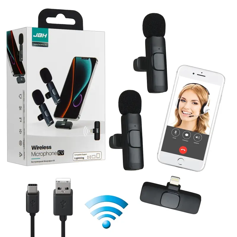 Микрофон беспроводной Lightning K9 2 in1 JBH Микрофон беспроводной Lightning K9 2 in1 JBH