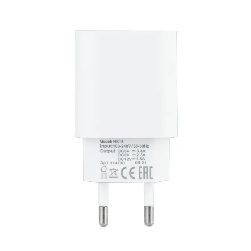 Переходник СЗУ HS18 на USB + Type-C PD20W + QC3.0 ISA белый