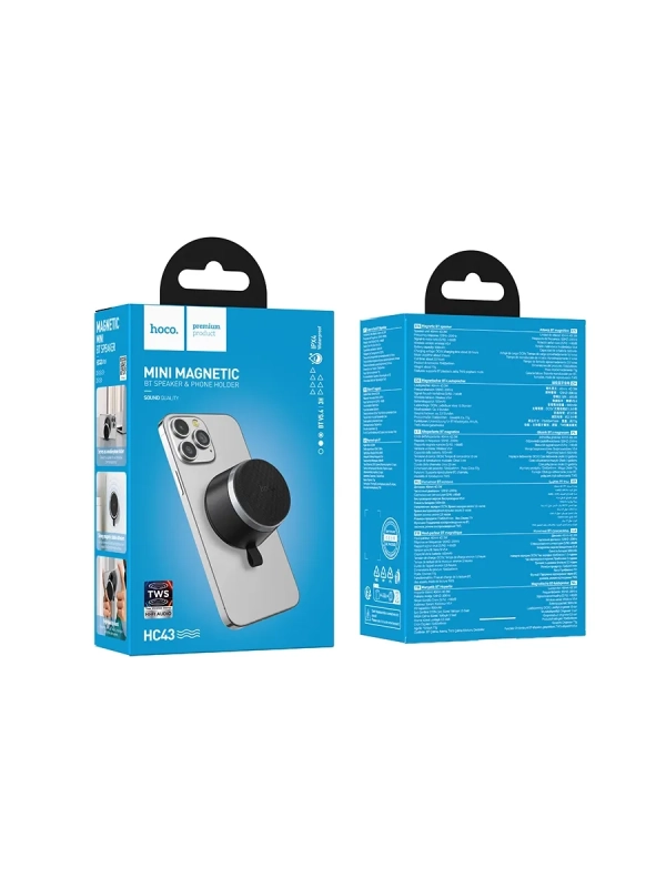 Портативная колонка HOCO HC43, Bluetooth, магнитное крепление, цвет черный