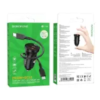 Зарядка в авто (USB+Type-C) + кабель Type-C to Type-C 1 м