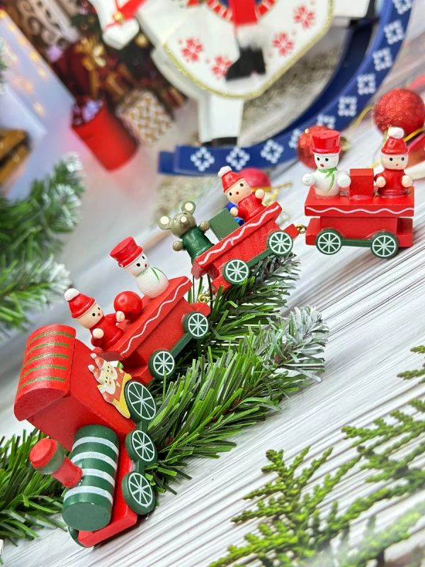 Новогодний паровозик 3 вагонч.20*5см Новогодний паровозик 3 вагонч.20*5см