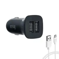 Автомобильное зарядное устройство с кабелем USB на MicroUSB + 2 USB 2.4A AZ14 ISA черное