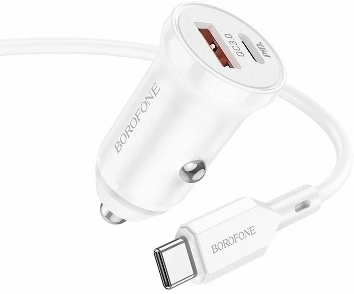 Зарядное устройство автомобильное USB + кабель Type-C - Type-C (PD20W+QC3.0, 3000mA) BOROFONE BZ18A Зарядное устройство автомобильное USB + кабель Type-C - Type-C (PD20W+QC3.0, 3000mA) BOROFONE BZ18A