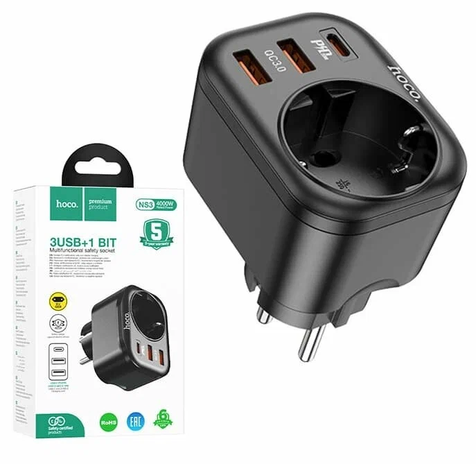 Сетевой фильтр Быстрая зарядка HOCO NS3