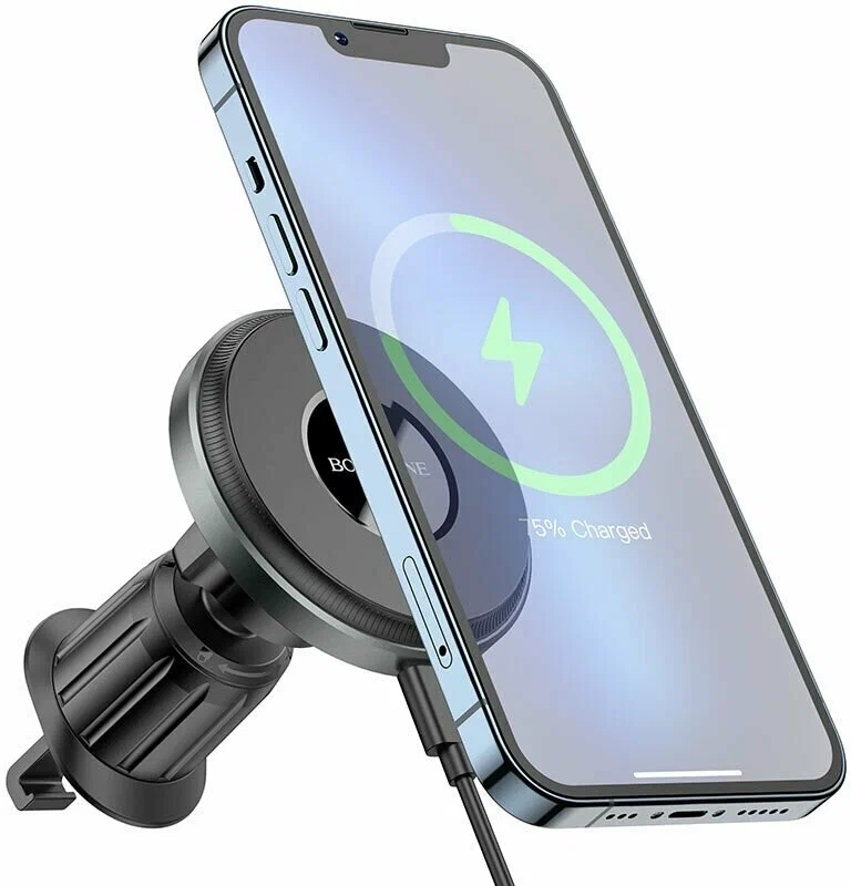 Автомобильный держатель с беспроводной зарядкой BOROFONE BH202, в девлектор, 15W