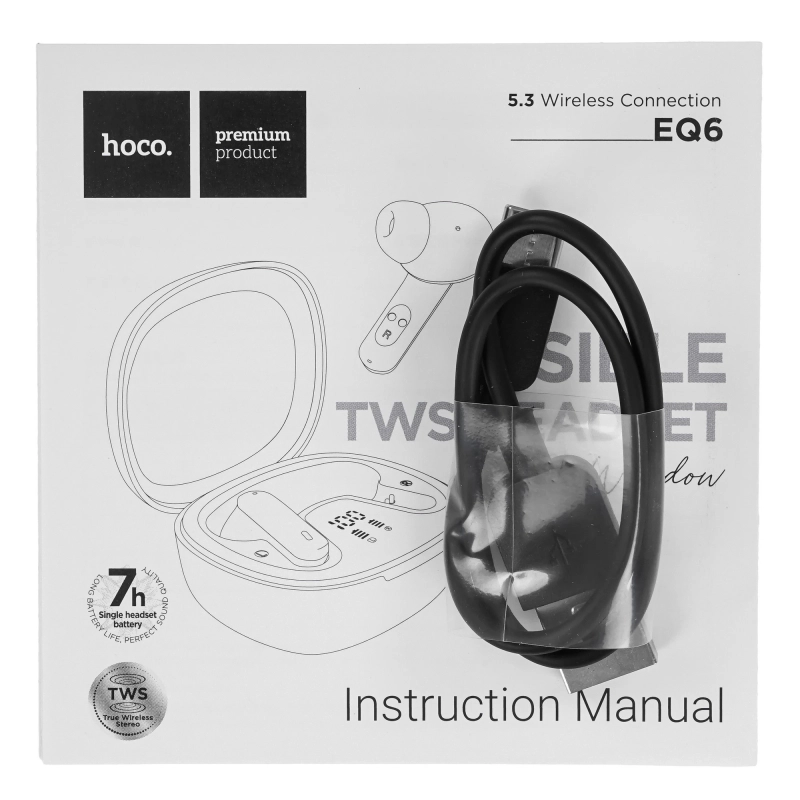 Беспроводные наушники EQ6, HOCO, вакуумные, черные