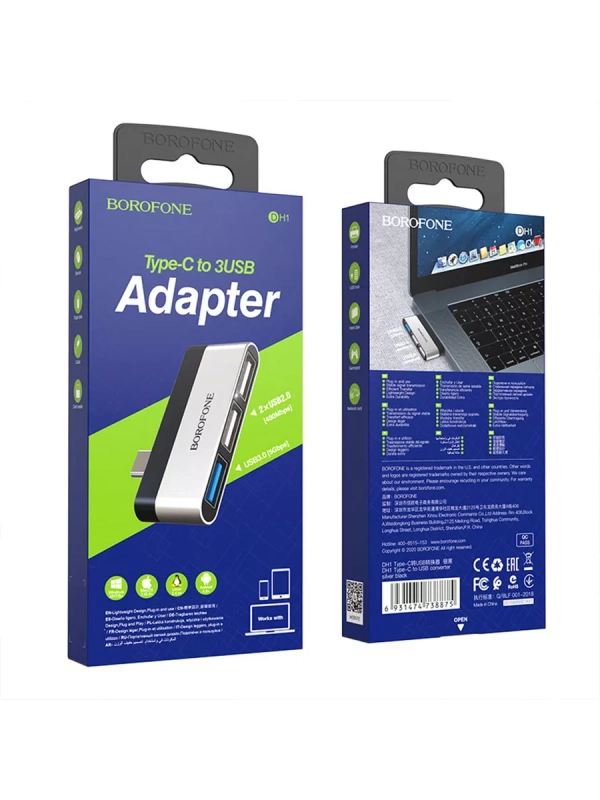 Адаптер DH1 Type-C на USB 3,0, 2 USB 2.0 Адаптер DH1 Type-C на USB 3,0, 2 USB 2.0