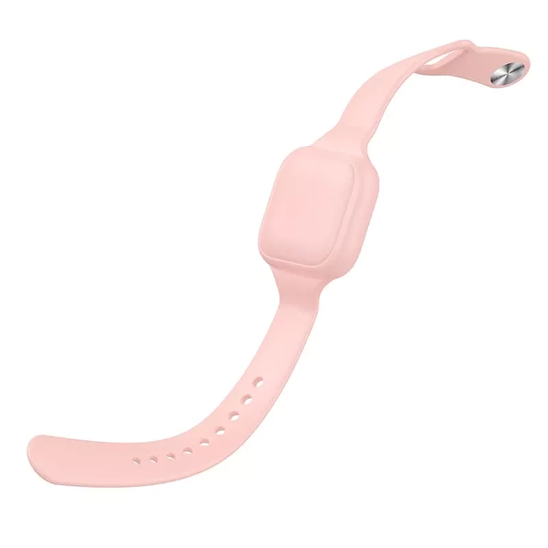 Беспроводная метка GPS трекер маячок AirTag Hoco E91E Tiger для iphone с розовым ремешком