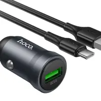 Автомобильное заряд. устр. Hoco Z62 с шнуром USB-A/Type-C 1USB 18W