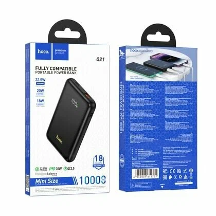 Портативный аккумулятор HOCO Q21 Great 22.5W+PD20W, 10000 мА ч, черный Портативный аккумулятор HOCO Q21 Great 22.5W+PD20W, 10000 мА ч, черный