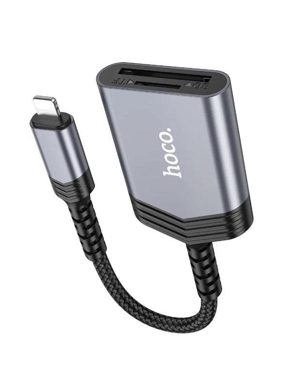 Картридер 2 в 1, Lightning, UA25, HOCO, поддержка TF/SD Картридер 2 в 1, Lightning, UA25, HOCO, поддержка TF/SD