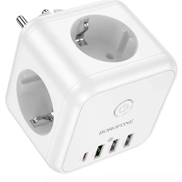 сетевой фильтр с 3 розетками (PD20W/1C3A)(EU/GER) Borofone BAC10 (white)