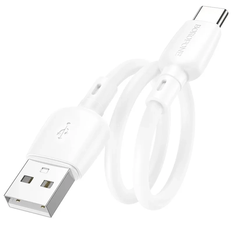 Короткий кабель USB - Type-C BOROFONE BX93 / 3A, 27W / белый Короткий кабель USB - Type-C BOROFONE BX93 / 3A, 27W / белый