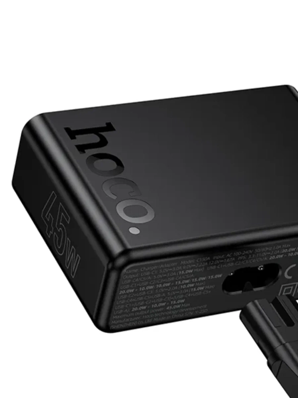 Зарядное устройство HOCO, C150A PD45W, для 6 устройств, 4 порта Type-C, 1 порт USB, кабель