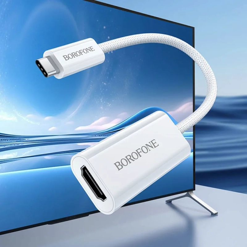 Переходник Borofone DH11, USB Type-C - HDTV, для фото- и видео техники, белый Переходник Borofone DH11, USB Type-C - HDTV, для фото- и видео техники, белый